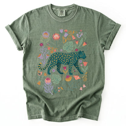 Whimsical Teal Leopard Vintage Washed T-Shirt