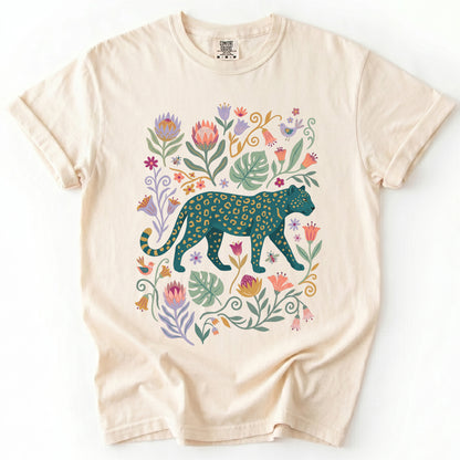Whimsical Teal Leopard Vintage Washed T-Shirt