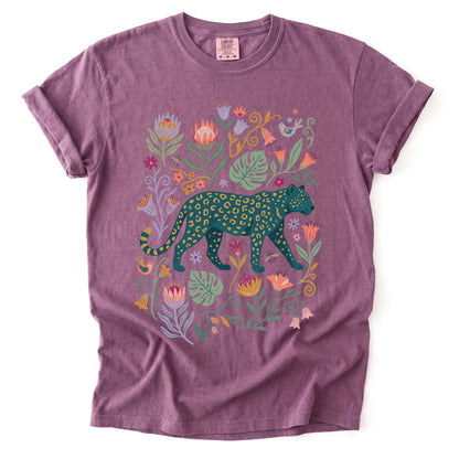 Whimsical Teal Leopard Vintage Washed T-Shirt