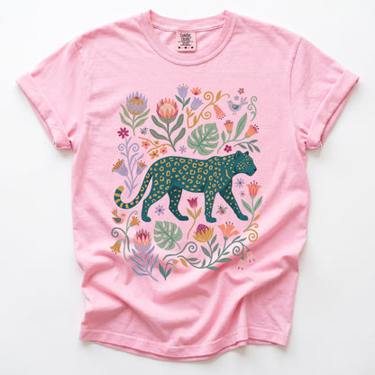Whimsical Teal Leopard Vintage Washed T-Shirt