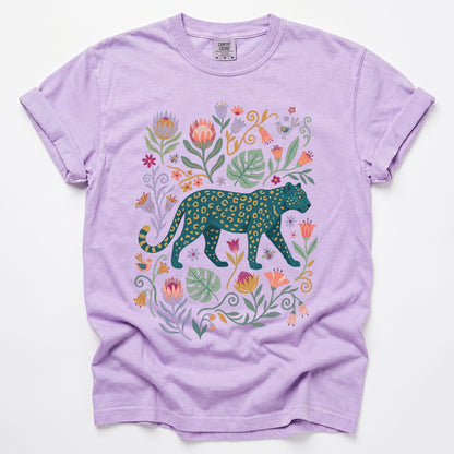Whimsical Teal Leopard Vintage Washed T-Shirt