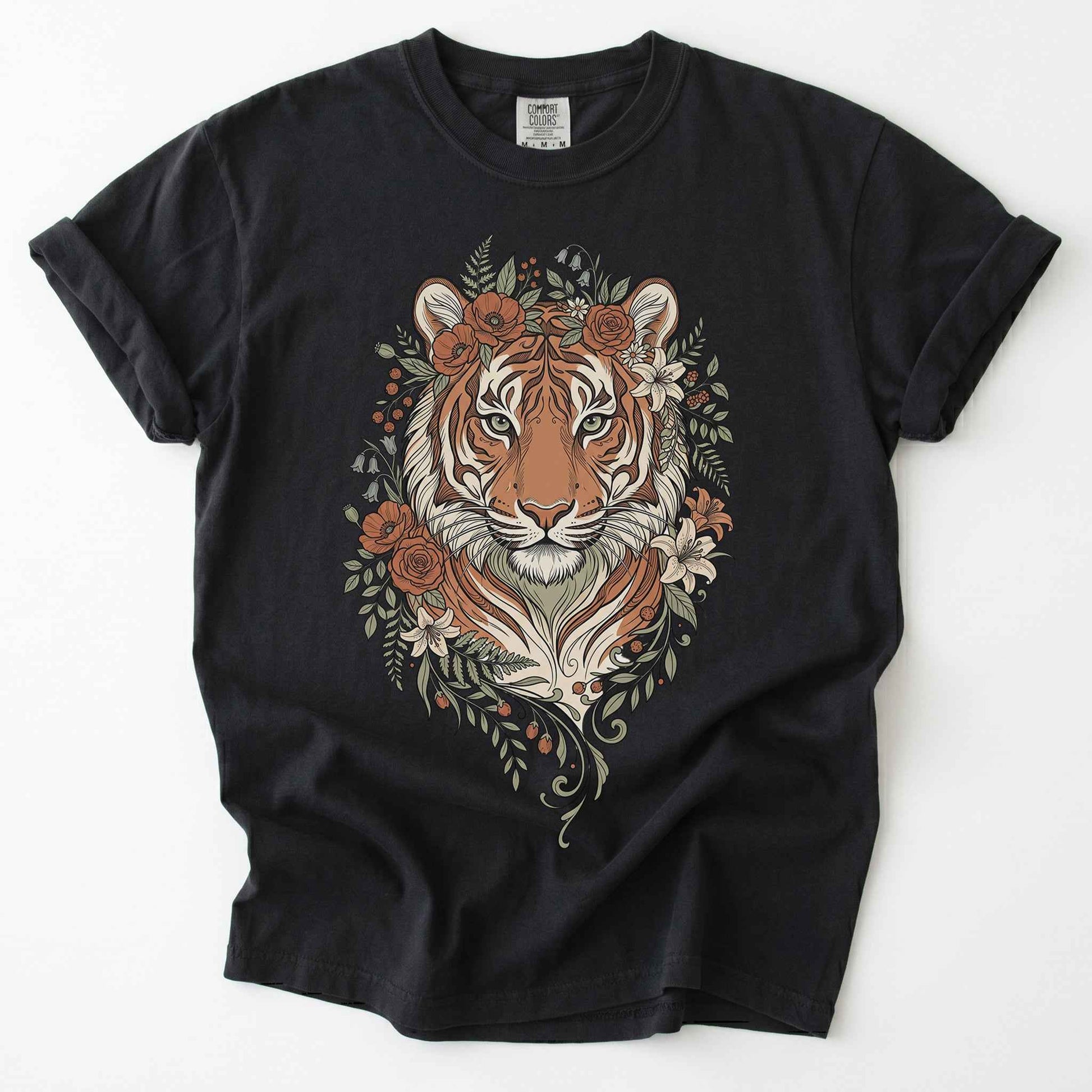 Majestic Floral Tiger Vintage Washed T-Shirt