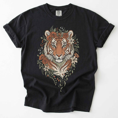 Majestic Floral Tiger Vintage Washed T-Shirt