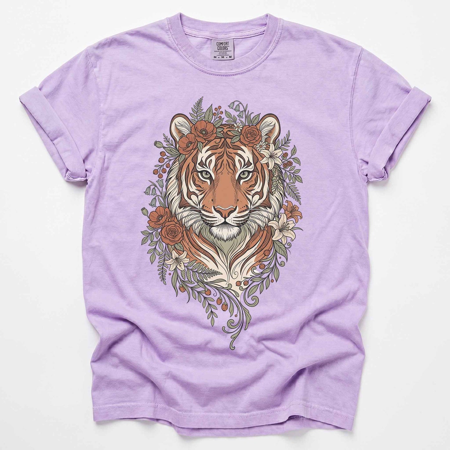 Majestic Floral Tiger Vintage Washed T-Shirt