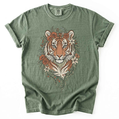 Majestic Floral Tiger Vintage Washed T-Shirt