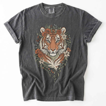 Majestic Floral Tiger Vintage Washed T-Shirt