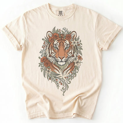 Majestic Floral Tiger Vintage Washed T-Shirt