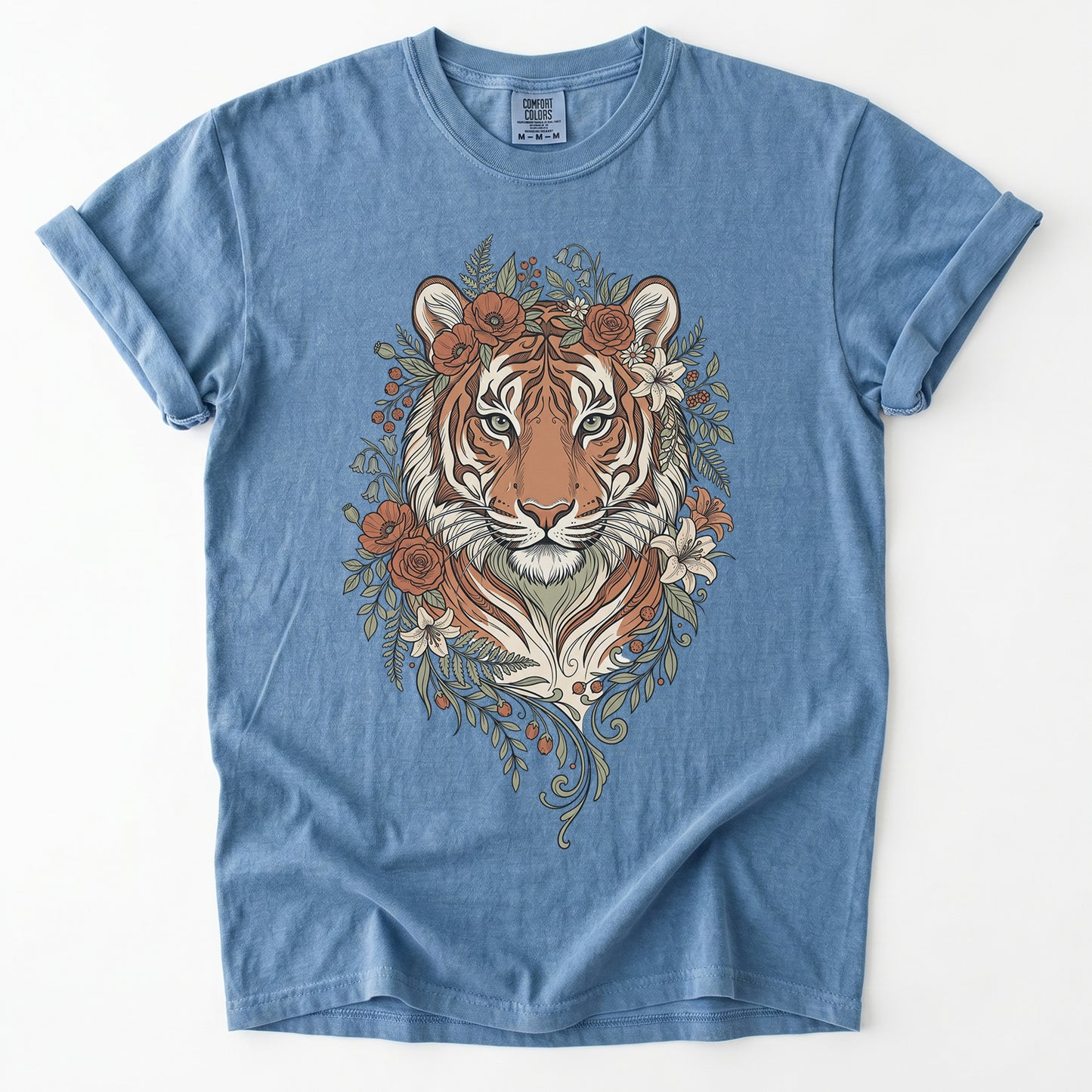 Majestic Floral Tiger Vintage Washed T-Shirt