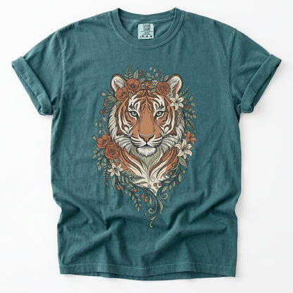 Majestic Floral Tiger Vintage Washed T-Shirt