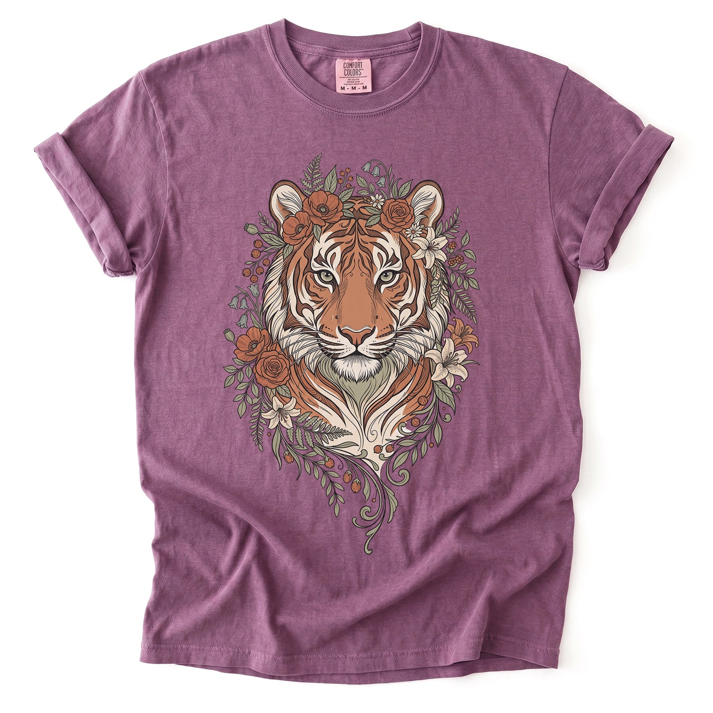 Majestic Floral Tiger Vintage Washed T-Shirt