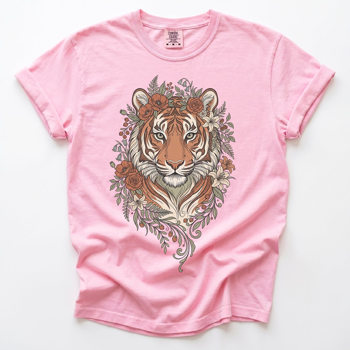 Majestic Floral Tiger Vintage Washed T-Shirt