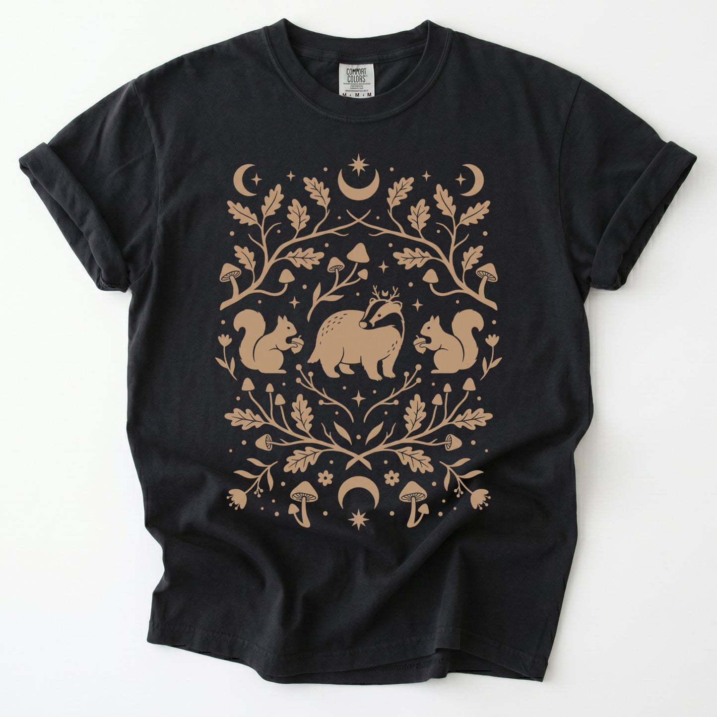 Folk Art Badger & Squirrels Vintage Washed T-Shirt