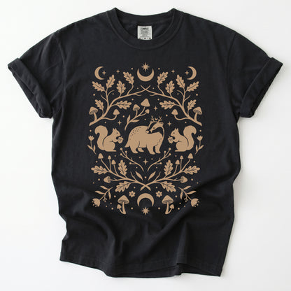 Folk Art Badger & Squirrels Vintage Washed T-Shirt