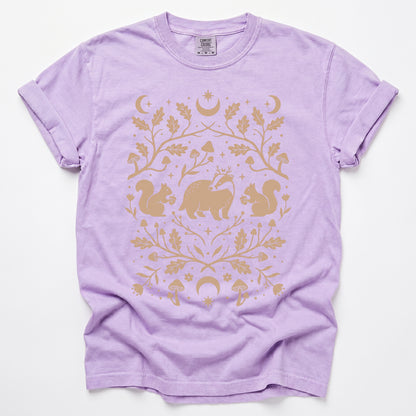 Folk Art Badger & Squirrels Vintage Washed T-Shirt