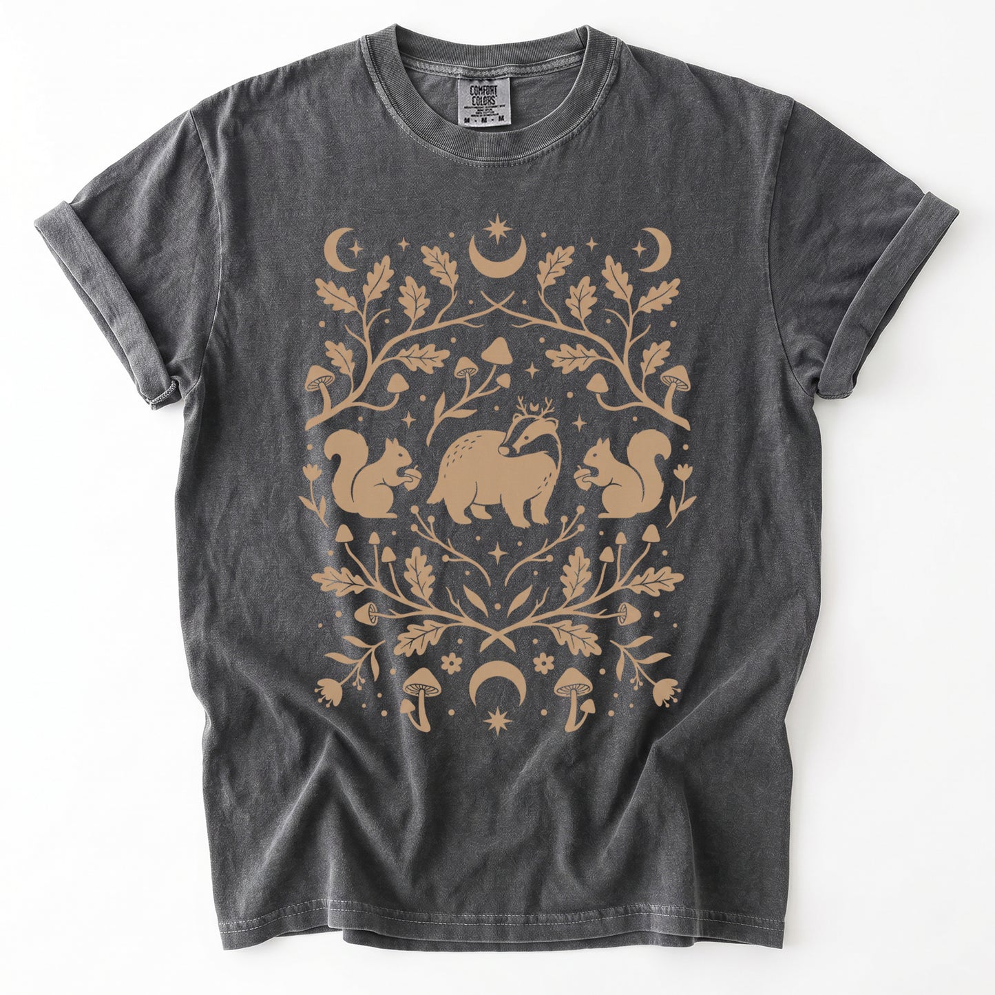 Folk Art Badger & Squirrels Vintage Washed T-Shirt