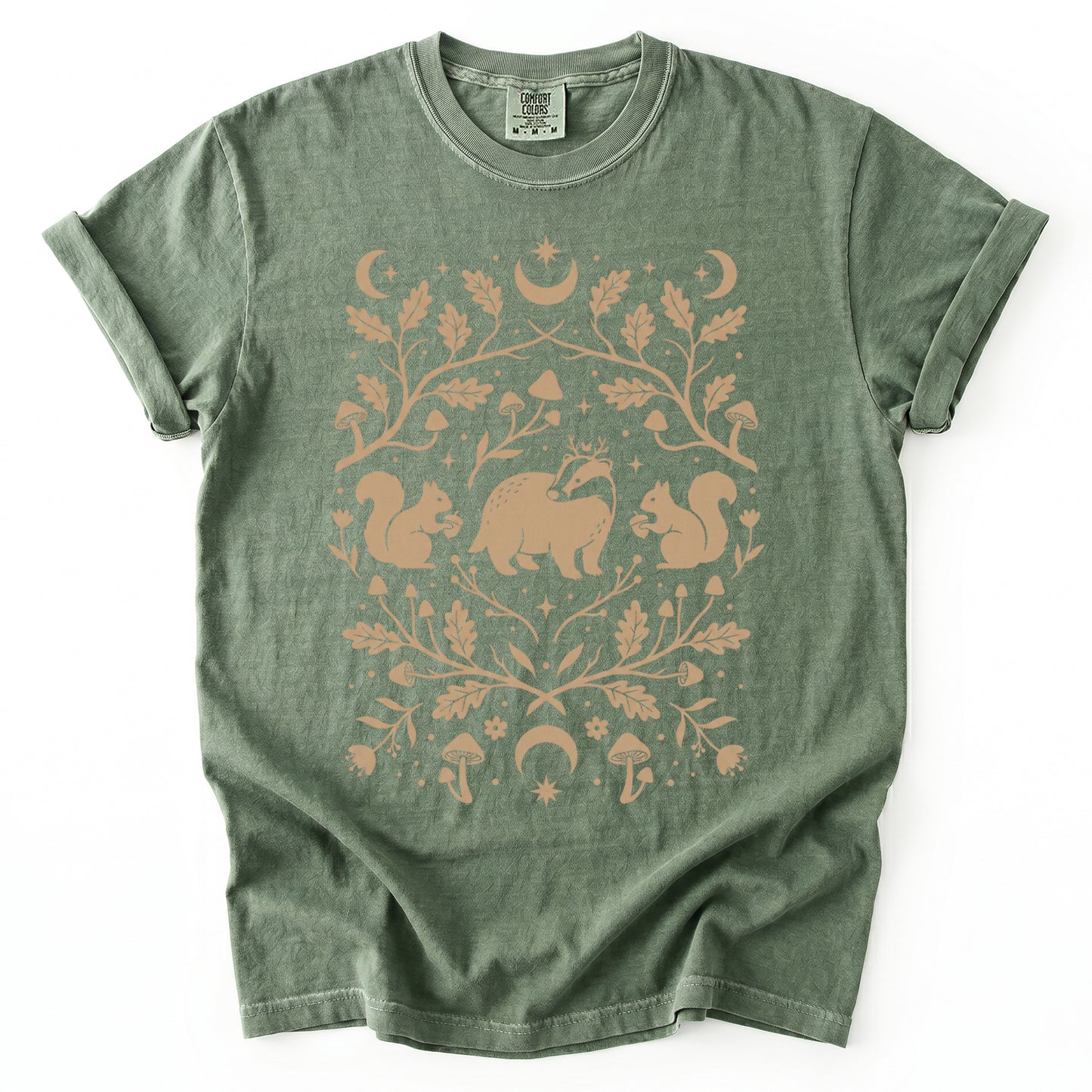 Folk Art Badger & Squirrels Vintage Washed T-Shirt