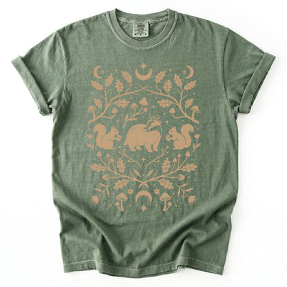 Folk Art Badger & Squirrels Vintage Washed T-Shirt