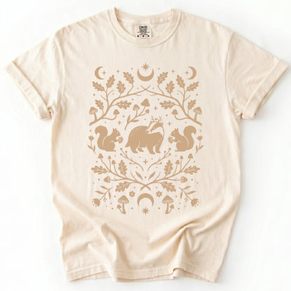 Folk Art Badger & Squirrels Vintage Washed T-Shirt