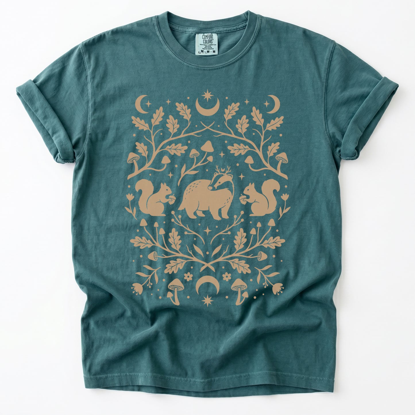 Folk Art Badger & Squirrels Vintage Washed T-Shirt