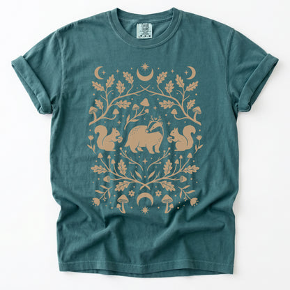Folk Art Badger & Squirrels Vintage Washed T-Shirt