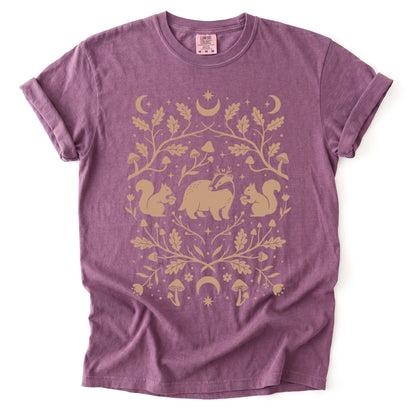 Folk Art Badger & Squirrels Vintage Washed T-Shirt