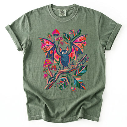 Folk Art Bat & Mushrooms Vintage Washed T-Shirt