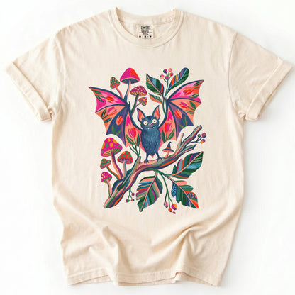 Folk Art Bat & Mushrooms Vintage Washed T-Shirt