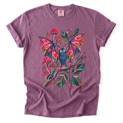 Folk Art Bat & Mushrooms Vintage Washed T-Shirt