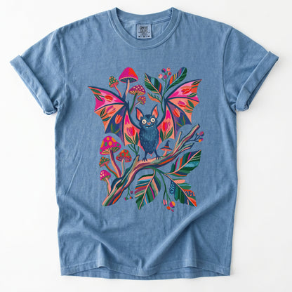 Folk Art Bat & Mushrooms Vintage Washed T-Shirt