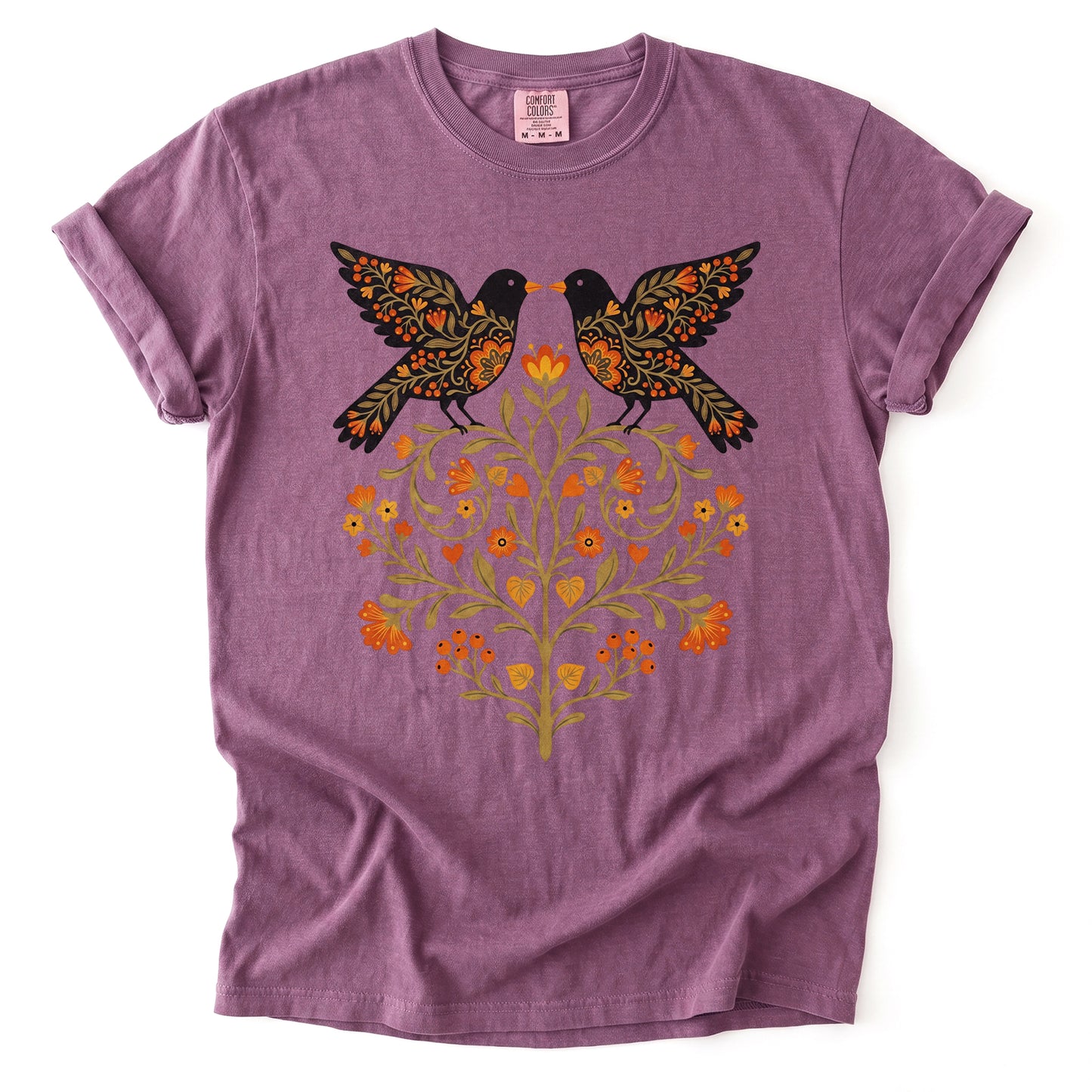 Folk Art Birds Heavyweight T-Shirt