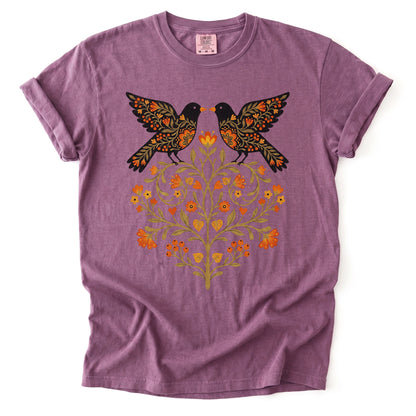 Folk Art Birds Heavyweight T-Shirt