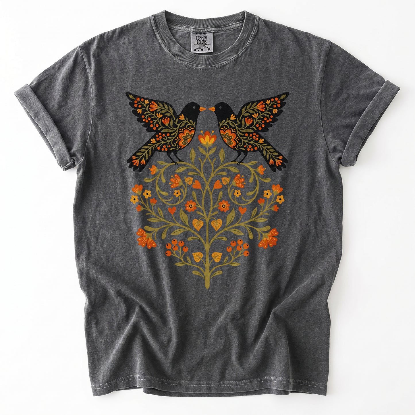 Folk Art Birds Heavyweight T-Shirt