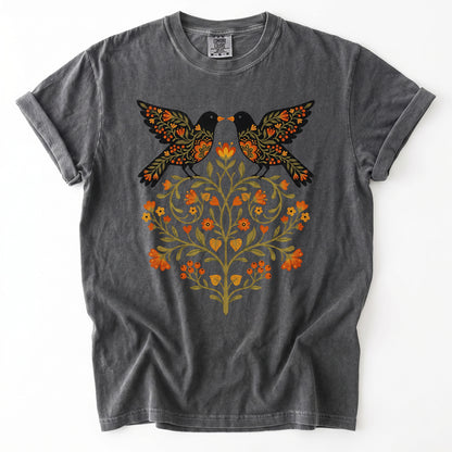 Folk Art Birds Heavyweight T-Shirt