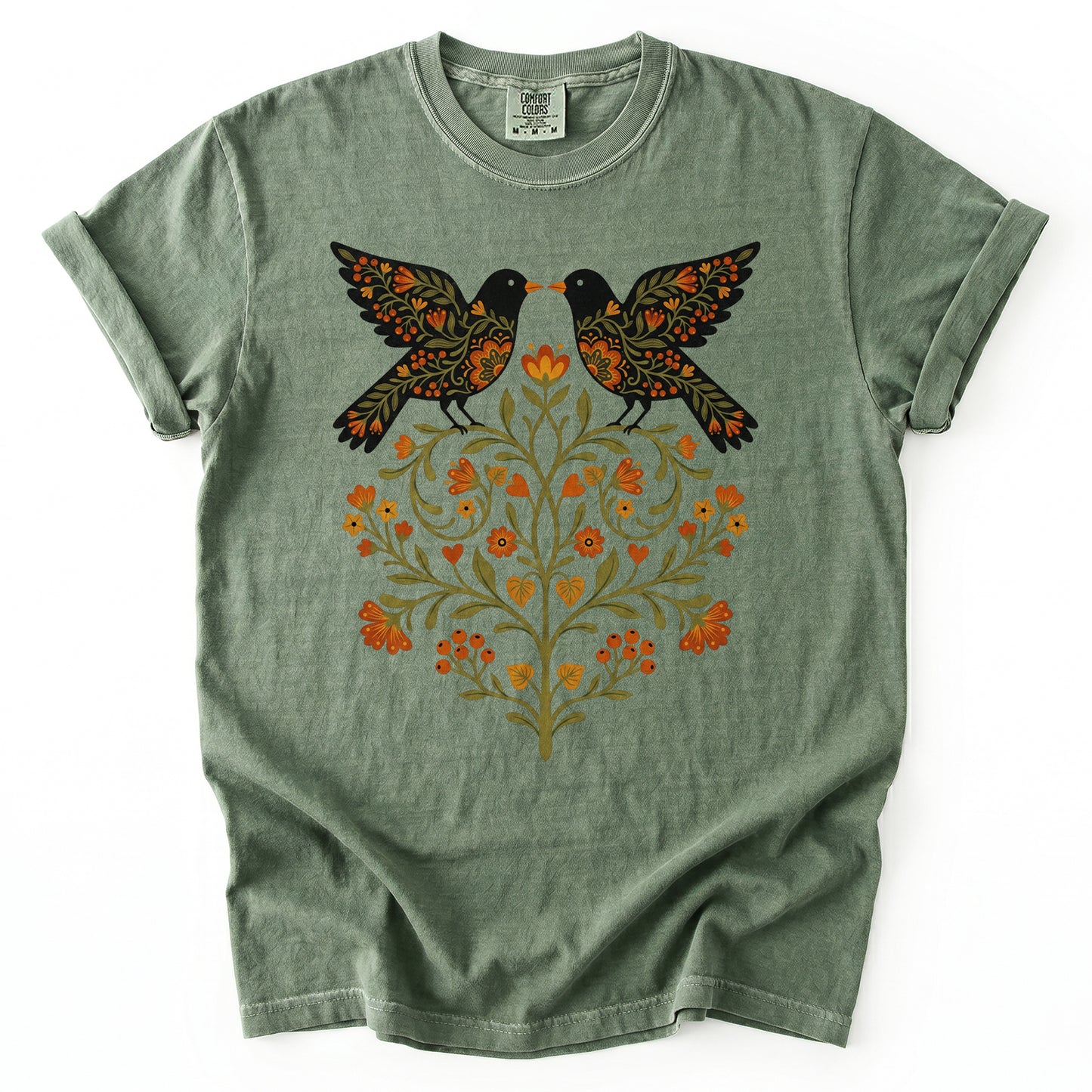 Folk Art Birds Heavyweight T-Shirt