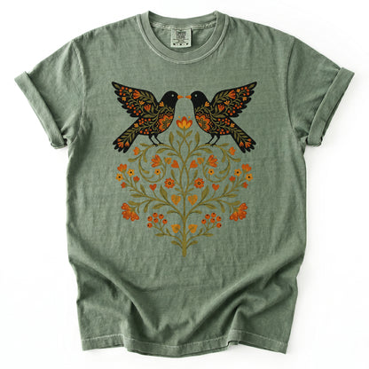 Folk Art Birds Heavyweight T-Shirt
