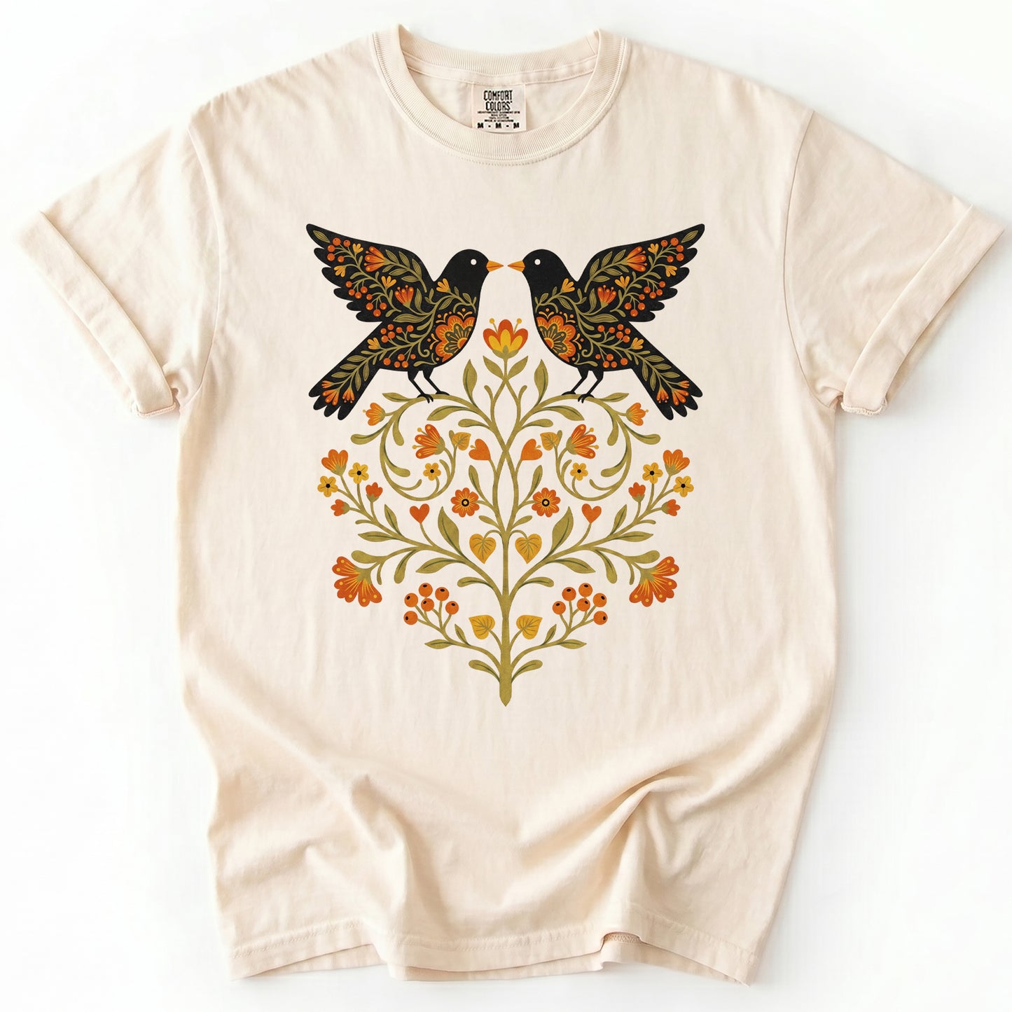 Folk Art Birds Heavyweight T-Shirt