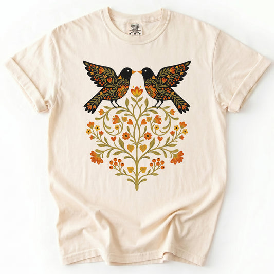 Folk Art Birds Heavyweight T-Shirt