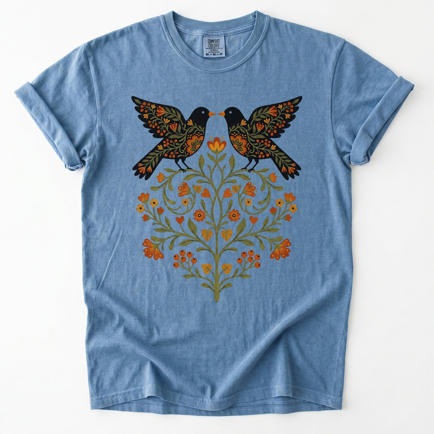 Folk Art Birds Heavyweight T-Shirt