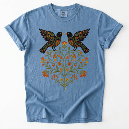 Folk Art Birds Heavyweight T-Shirt