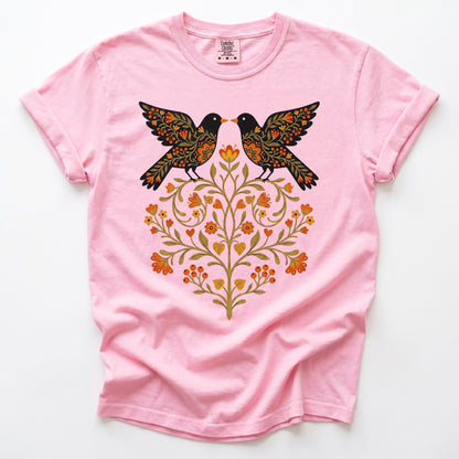 Folk Art Birds Heavyweight T-Shirt