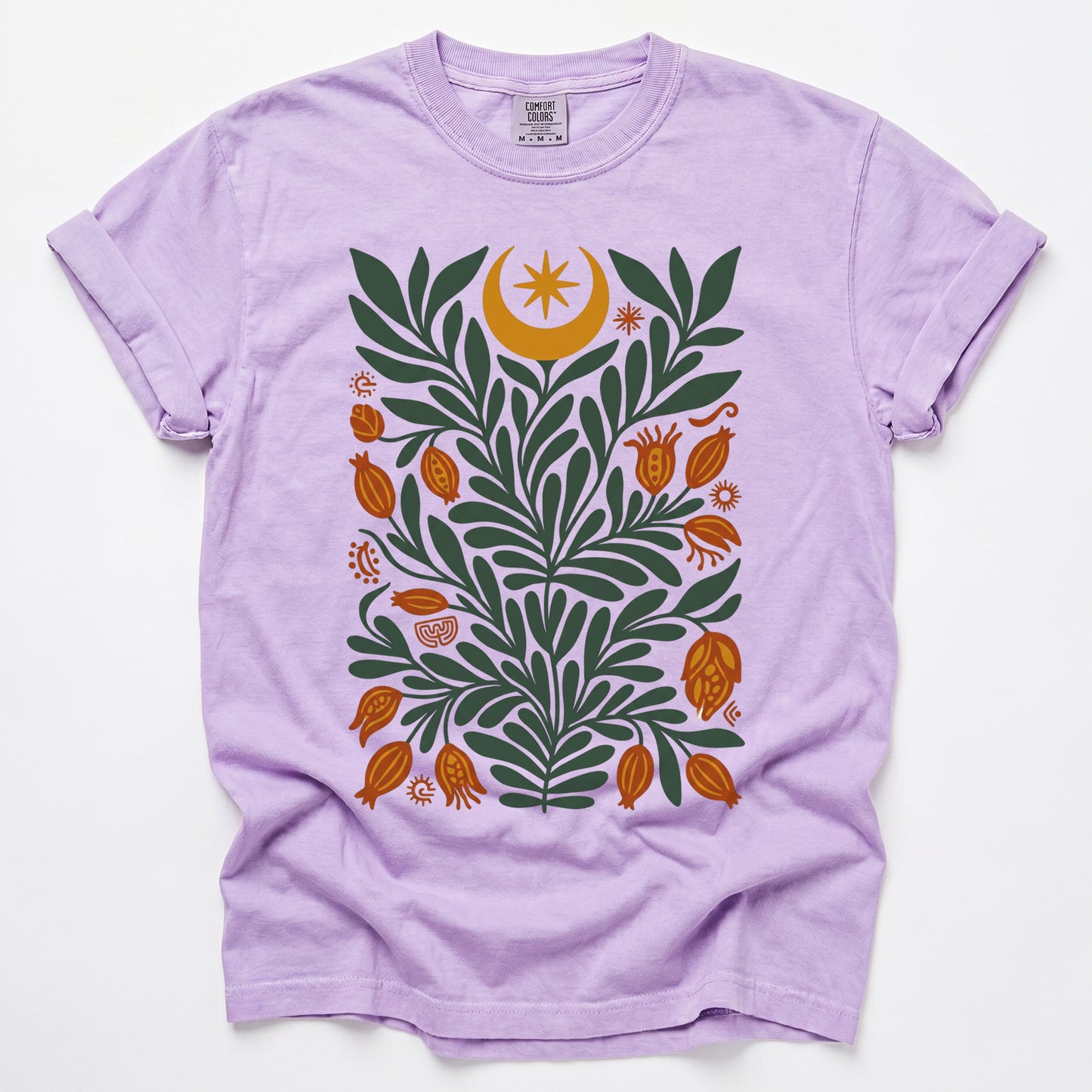 Folk Art Celestial Botanical Vintage Washed T-Shirt