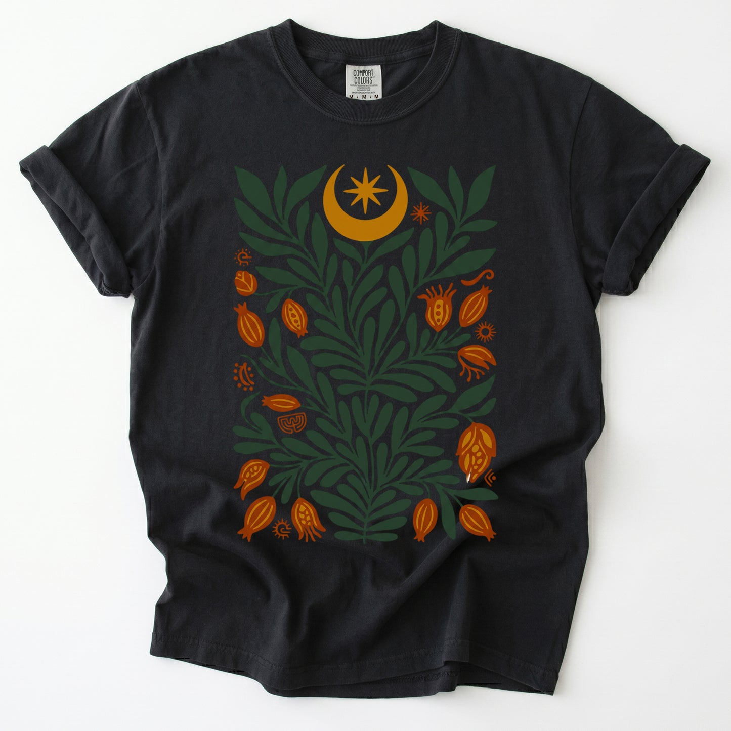 Folk Art Celestial Botanical Vintage Washed T-Shirt