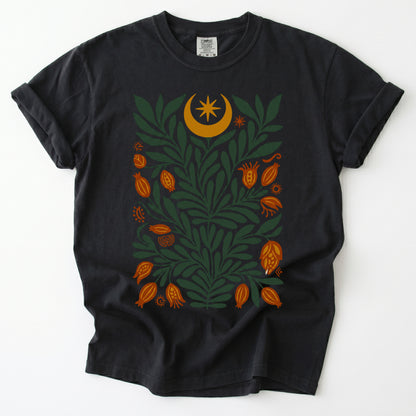 Folk Art Celestial Botanical Vintage Washed T-Shirt