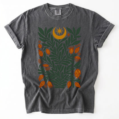 Folk Art Celestial Botanical Vintage Washed T-Shirt