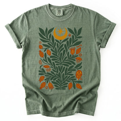 Folk Art Celestial Botanical Vintage Washed T-Shirt