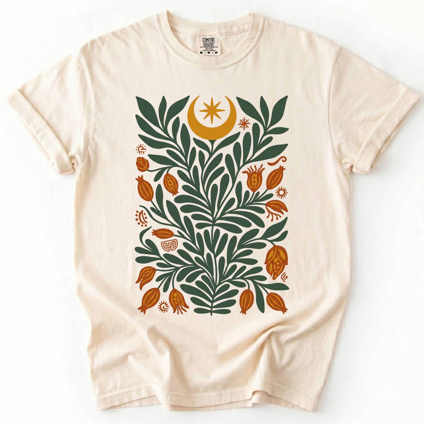 Folk Art Celestial Botanical Vintage Washed T-Shirt
