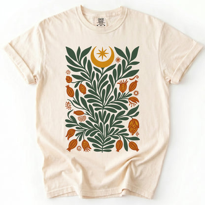 Folk Art Celestial Botanical Vintage Washed T-Shirt