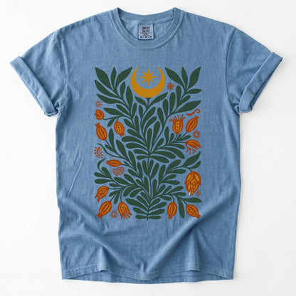 Folk Art Celestial Botanical Vintage Washed T-Shirt
