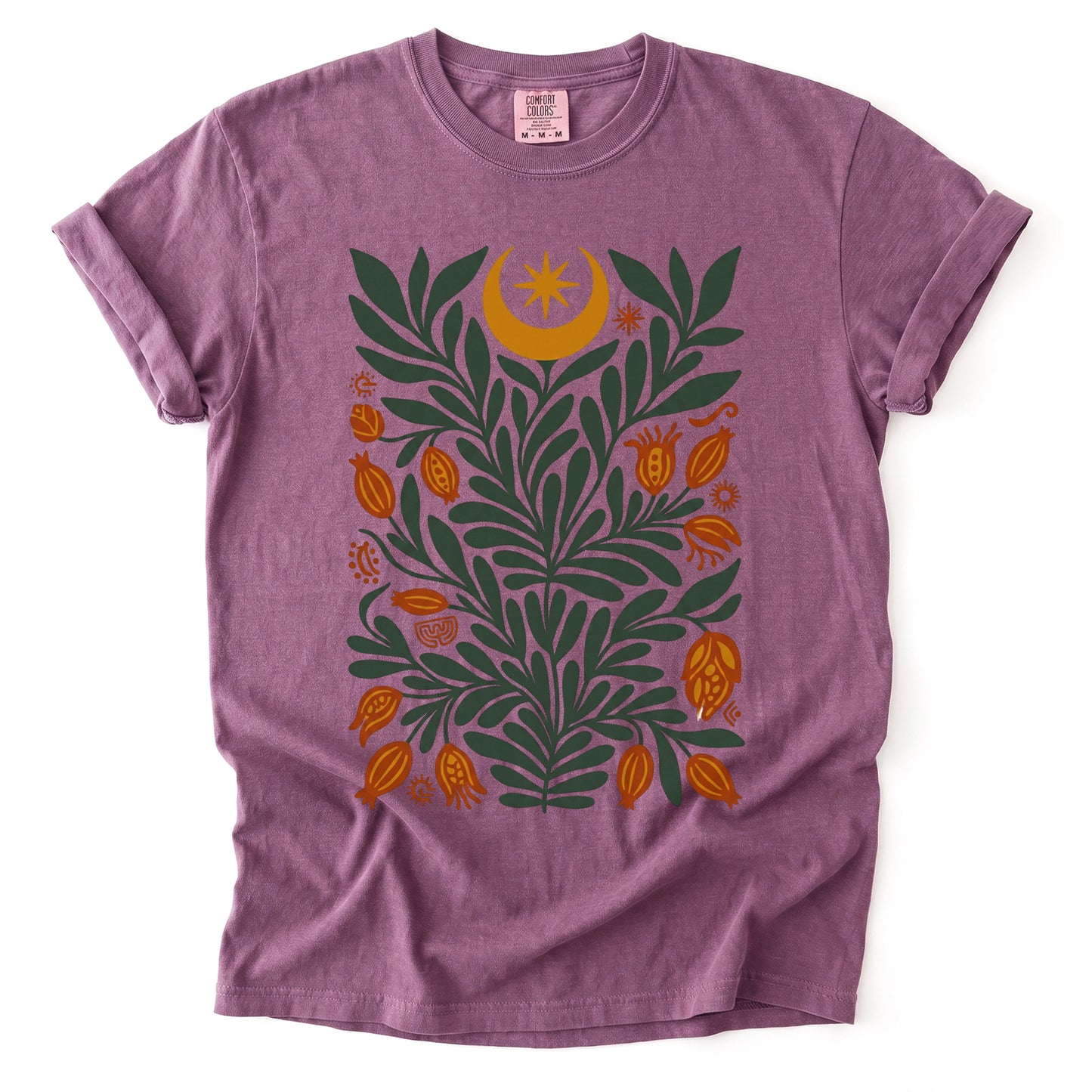 Folk Art Celestial Botanical Vintage Washed T-Shirt
