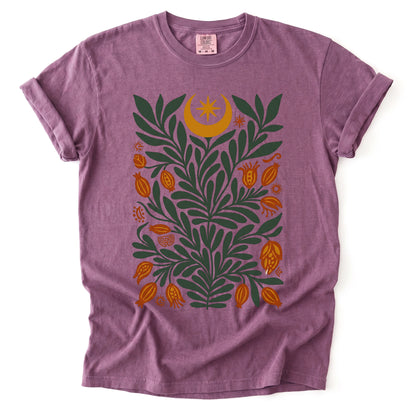 Folk Art Celestial Botanical Vintage Washed T-Shirt